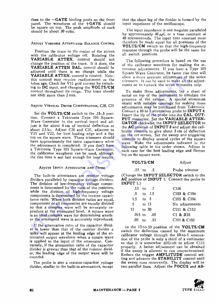 Tektronix 524AD series Instruction Manual Download Page 25