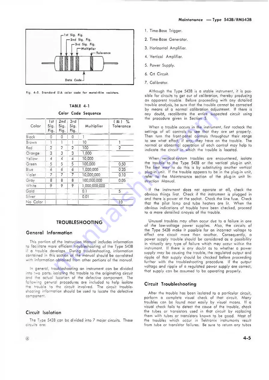 Tektronix 543B Instruction Manual Download Page 25