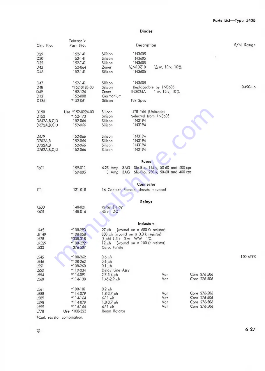 Tektronix 543B Скачать руководство пользователя страница 63