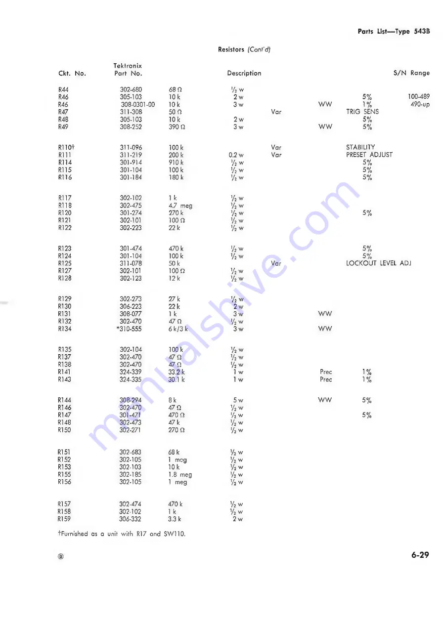 Tektronix 543B Instruction Manual Download Page 65