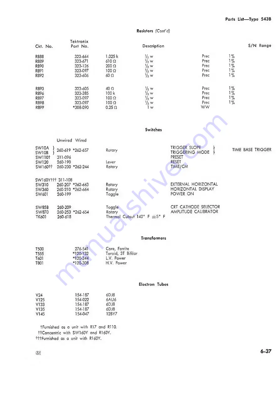 Tektronix 543B Instruction Manual Download Page 73