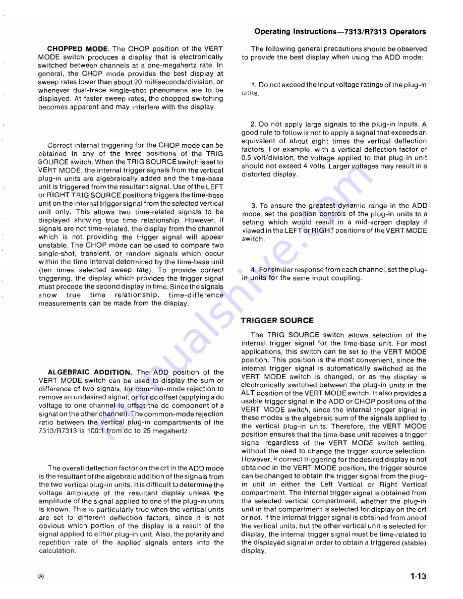 Tektronix 7313/R7313 Instruction Manual Download Page 20