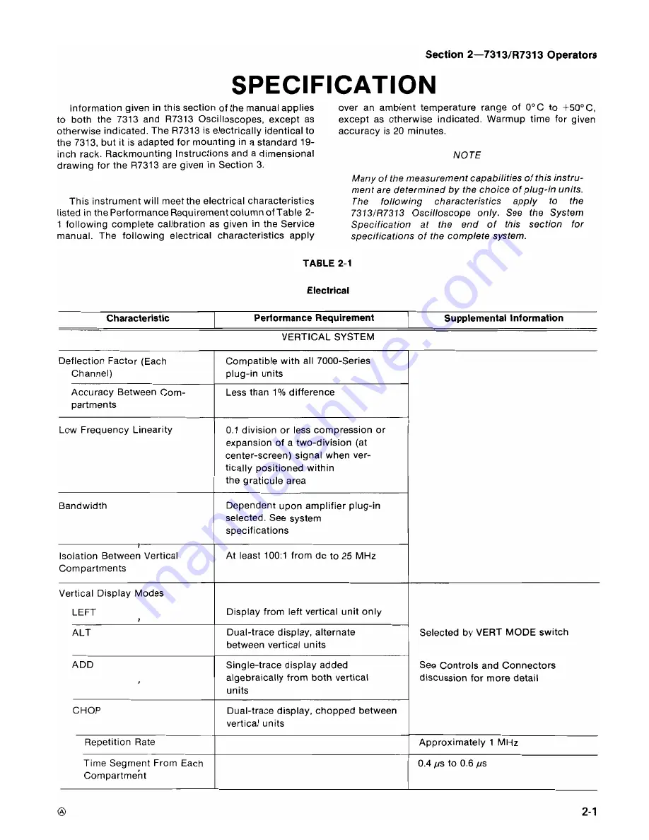 Tektronix 7313/R7313 Instruction Manual Download Page 26