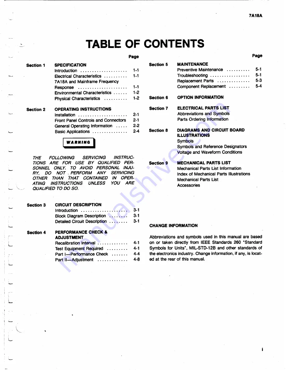 Tektronix 7A18A Instruction Manual Download Page 3