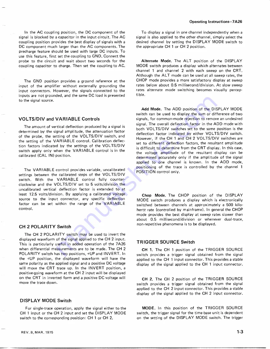 Tektronix 7A26 Instruction Manual Download Page 10