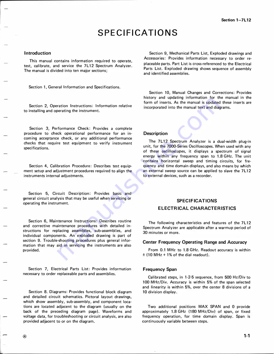 Tektronix 7L12 Instruction Manual Download Page 8