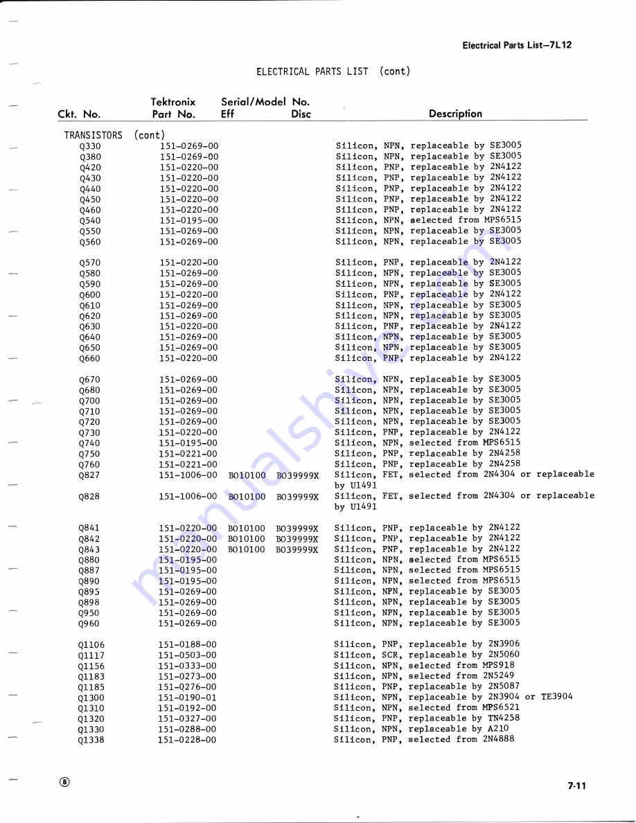 Tektronix 7L12 Скачать руководство пользователя страница 92