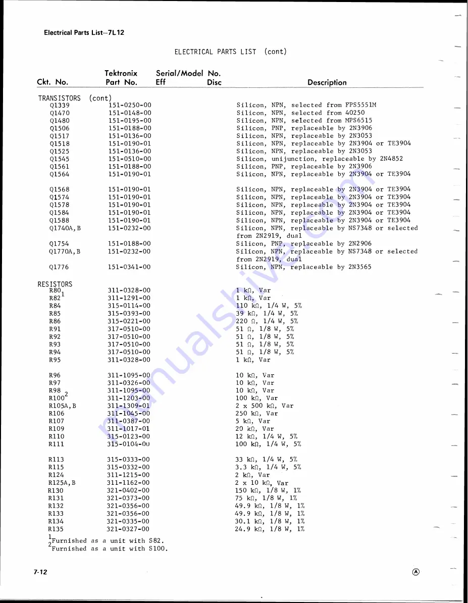 Tektronix 7L12 Instruction Manual Download Page 93