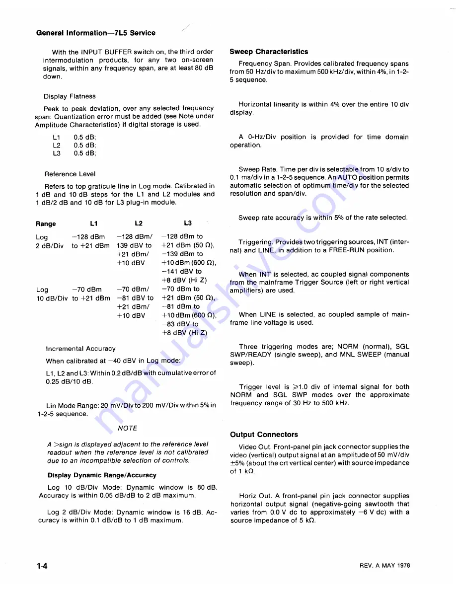 Tektronix 7L5 Скачать руководство пользователя страница 8