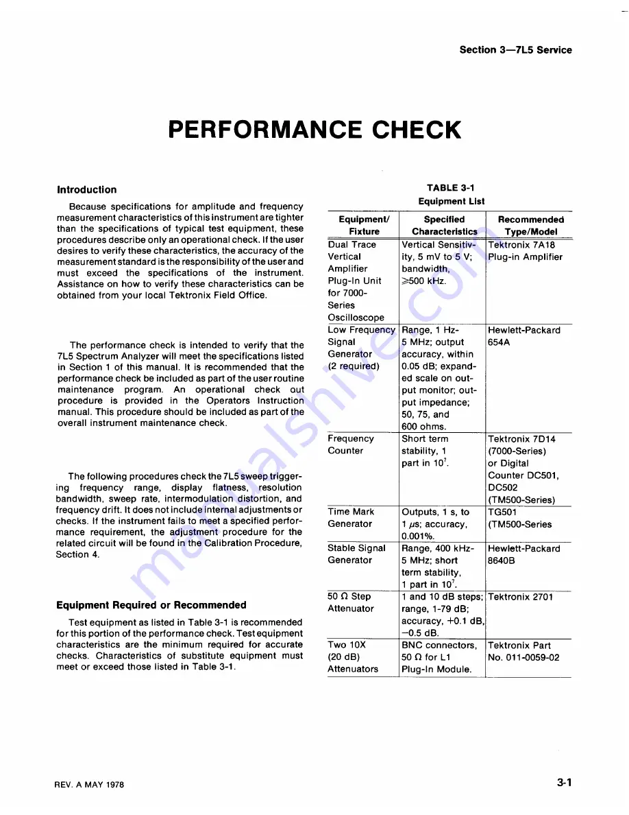 Tektronix 7L5 Instruction Manual Download Page 42