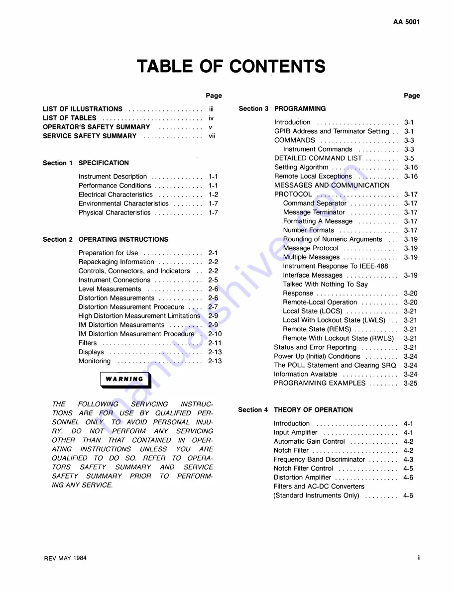 Tektronix AA5001 Instruction Manual Download Page 3