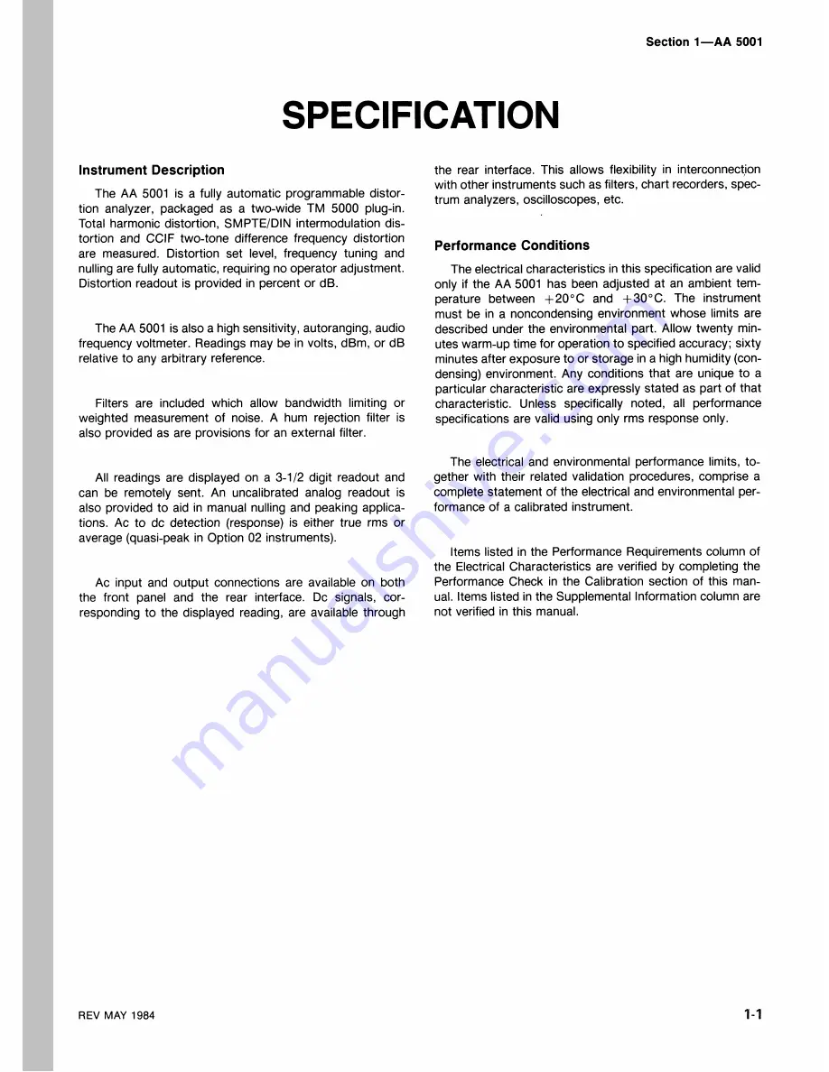 Tektronix AA5001 Instruction Manual Download Page 7