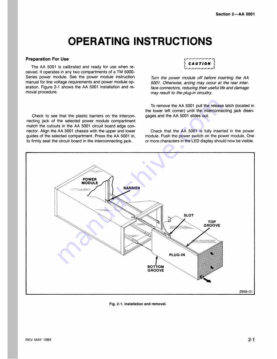 Tektronix AA5001 Instruction Manual Download Page 8