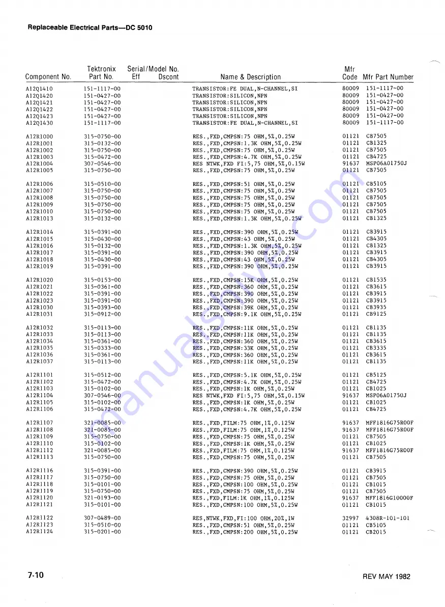 Tektronix DC5010 Instruction Manual Download Page 300