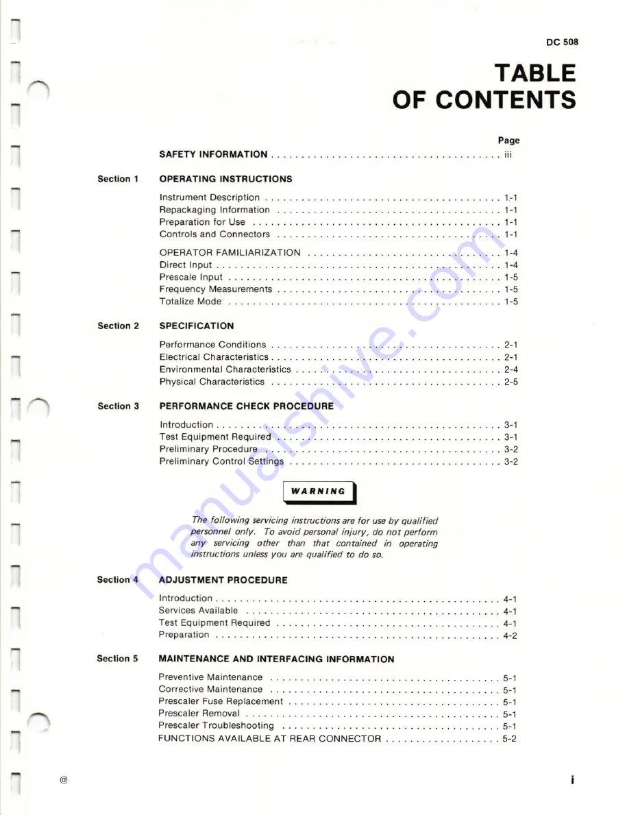 Tektronix DC508 Instruction Manual Download Page 3