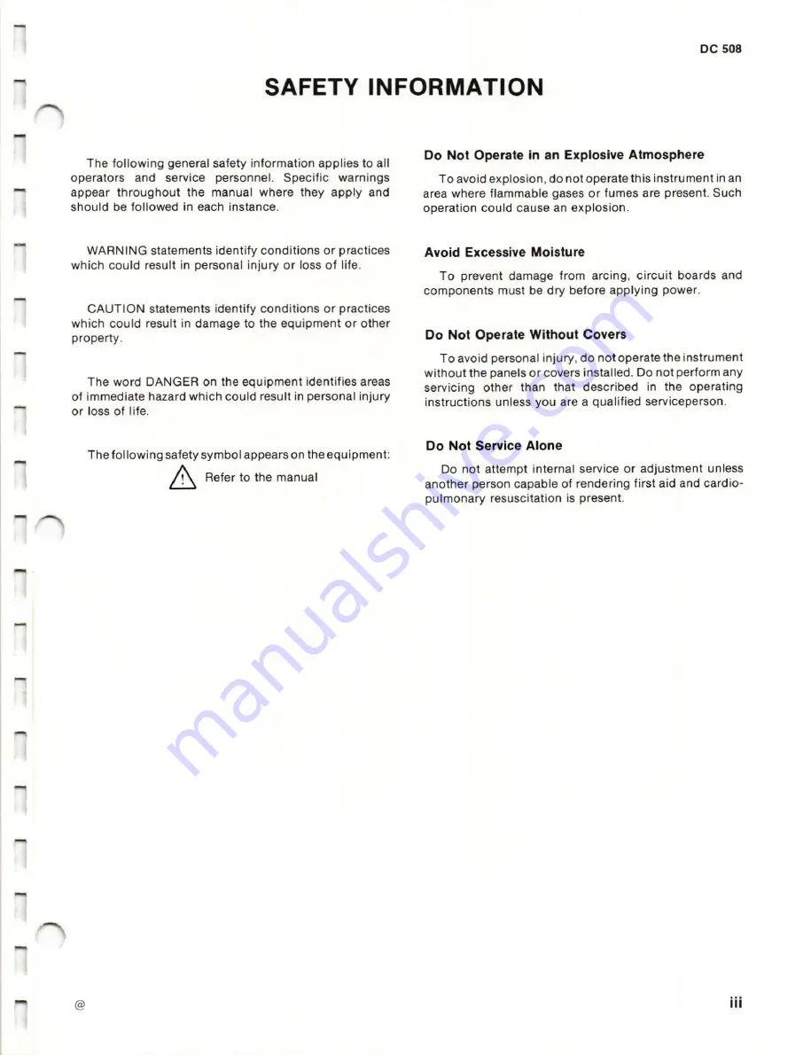 Tektronix DC508 Instruction Manual Download Page 5