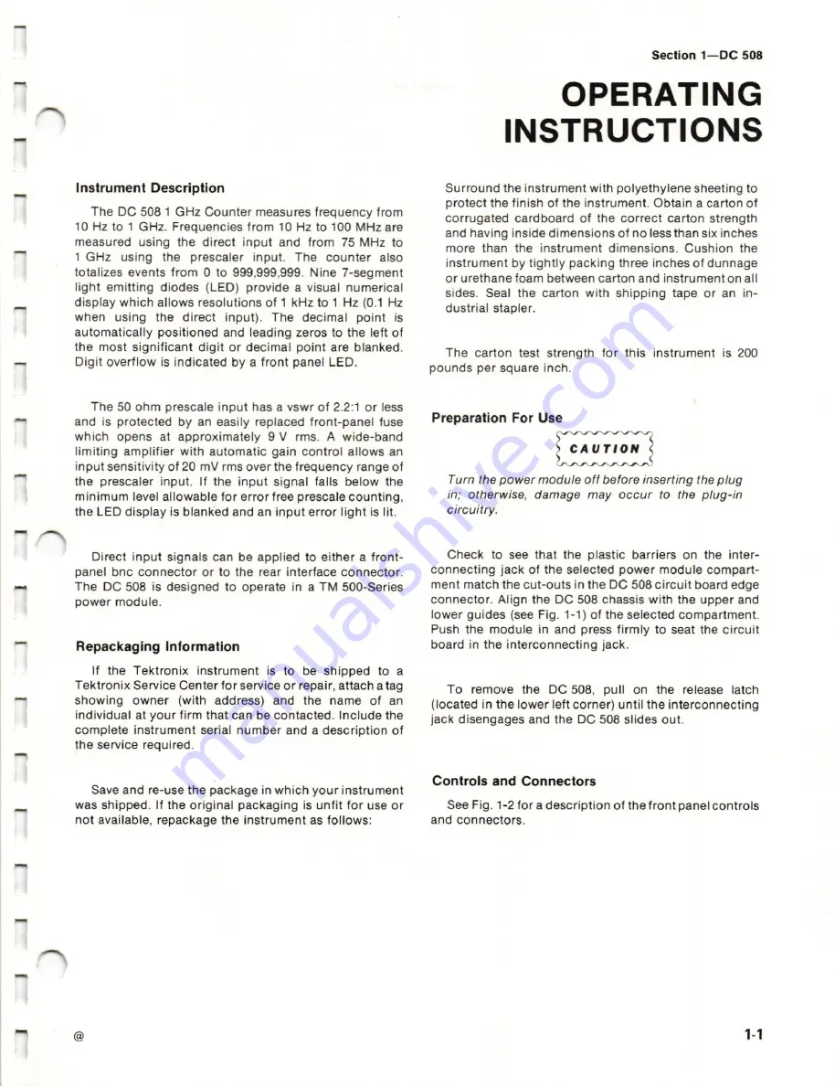 Tektronix DC508 Instruction Manual Download Page 7