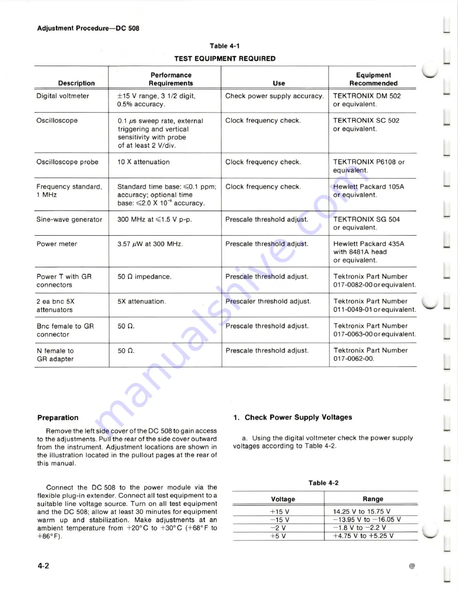 Tektronix DC508 Instruction Manual Download Page 22