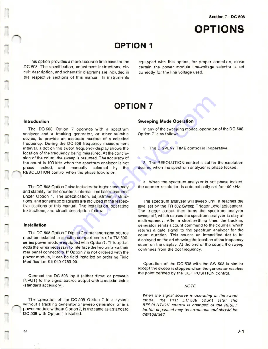 Tektronix DC508 Instruction Manual Download Page 33