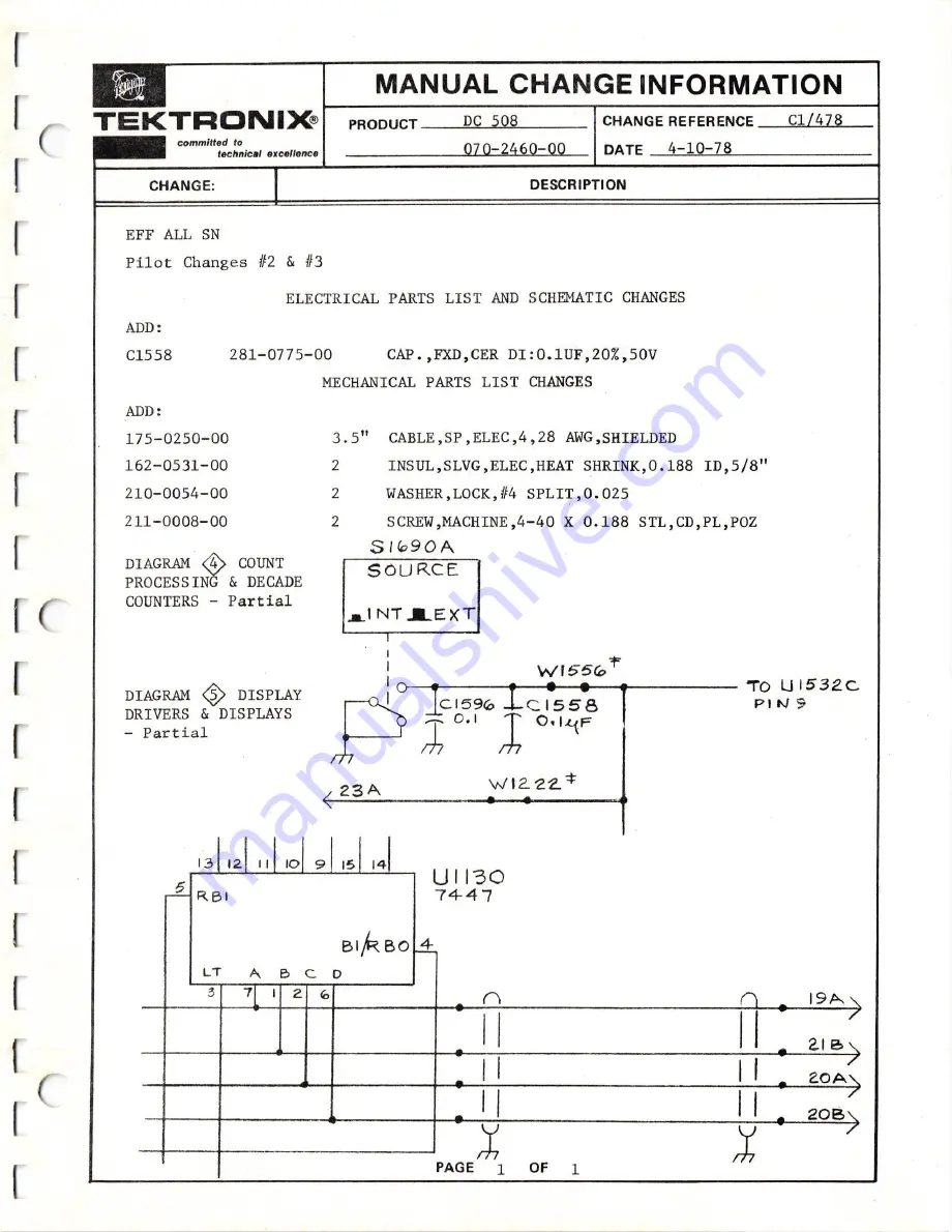 Tektronix DC508 Instruction Manual Download Page 72