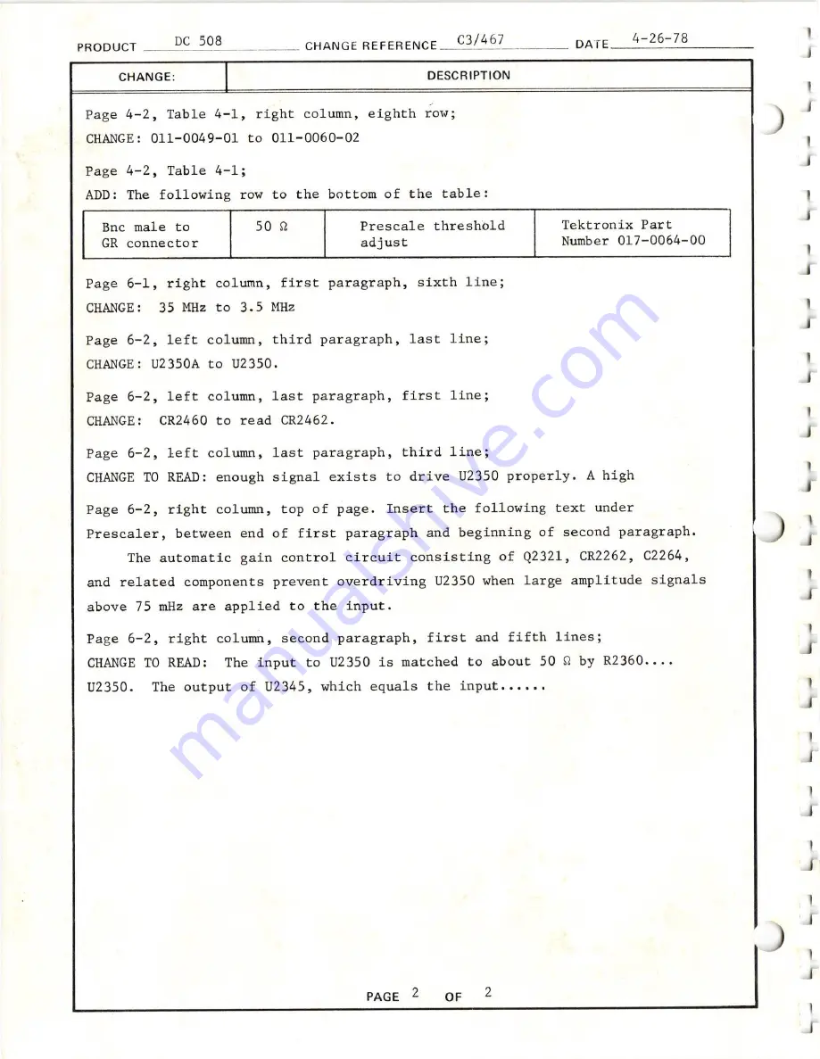 Tektronix DC508 Instruction Manual Download Page 75