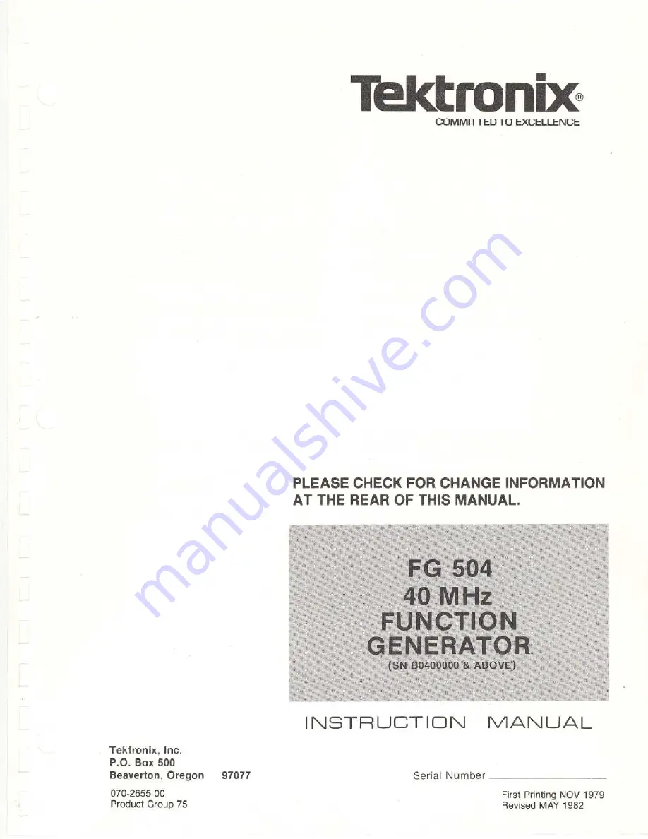 Tektronix FG 504 Скачать руководство пользователя страница 2