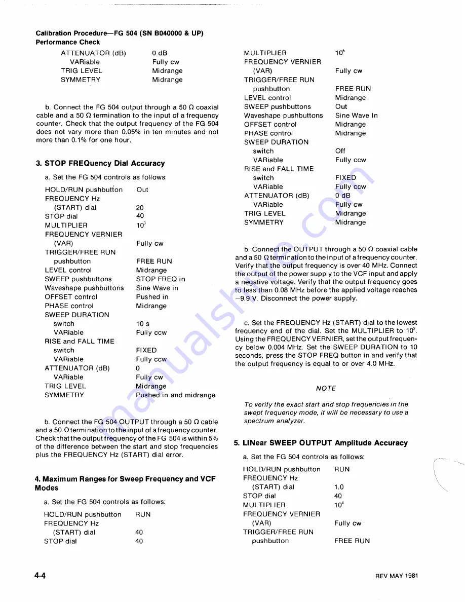 Tektronix FG 504 Instruction Manual Download Page 85