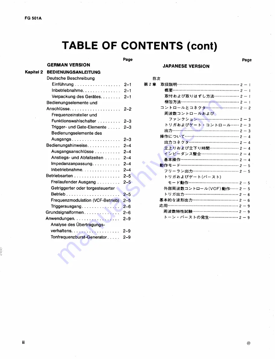 Tektronix FG501A Instruction Manual Download Page 5