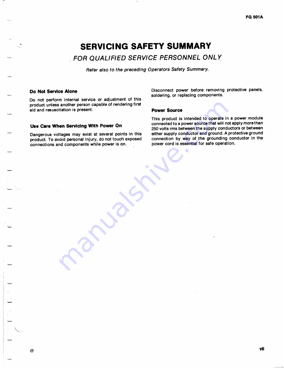 Tektronix FG501A Instruction Manual Download Page 10