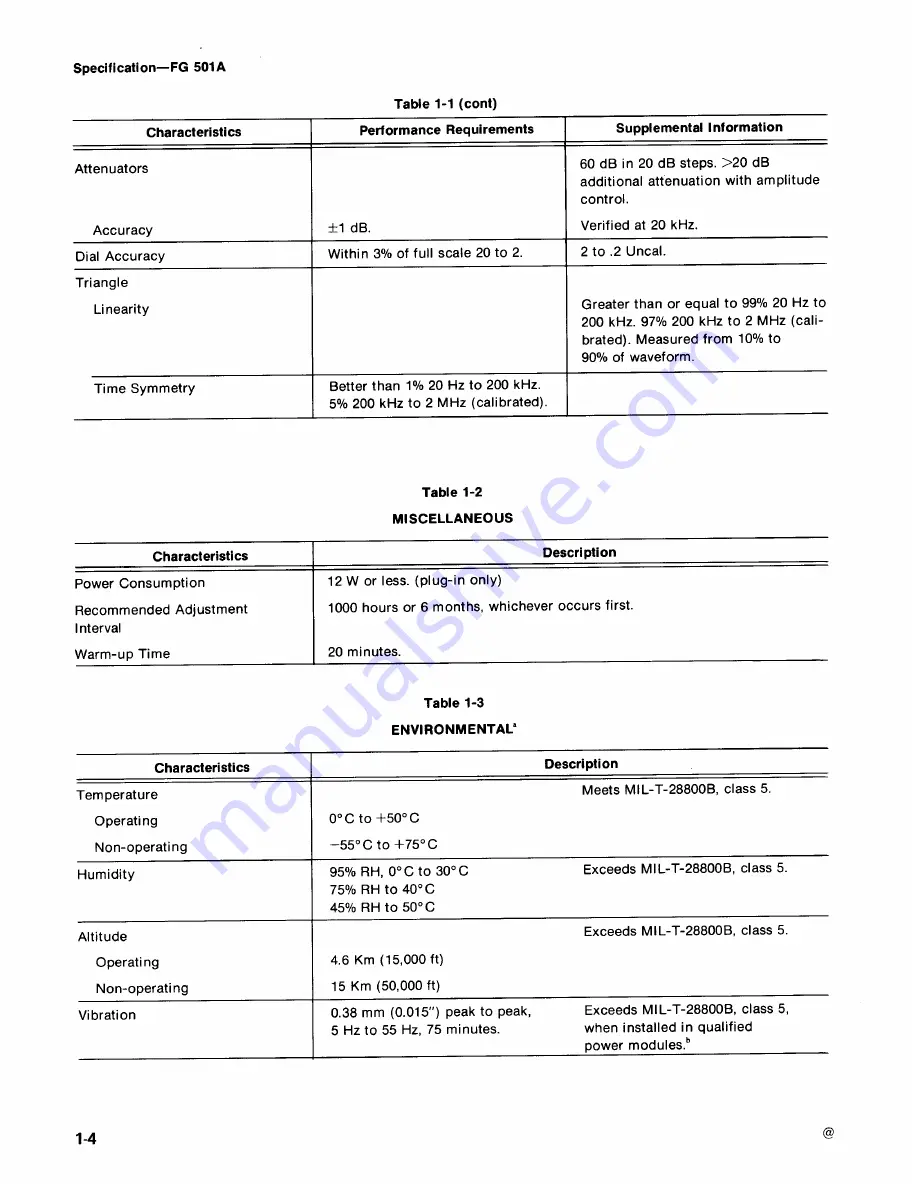 Tektronix FG501A Instruction Manual Download Page 15