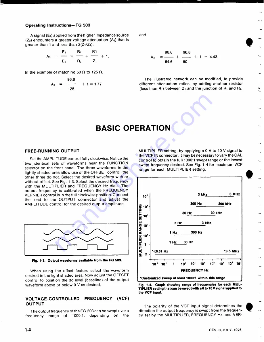 Tektronix FG503 Instruction Manual Download Page 8