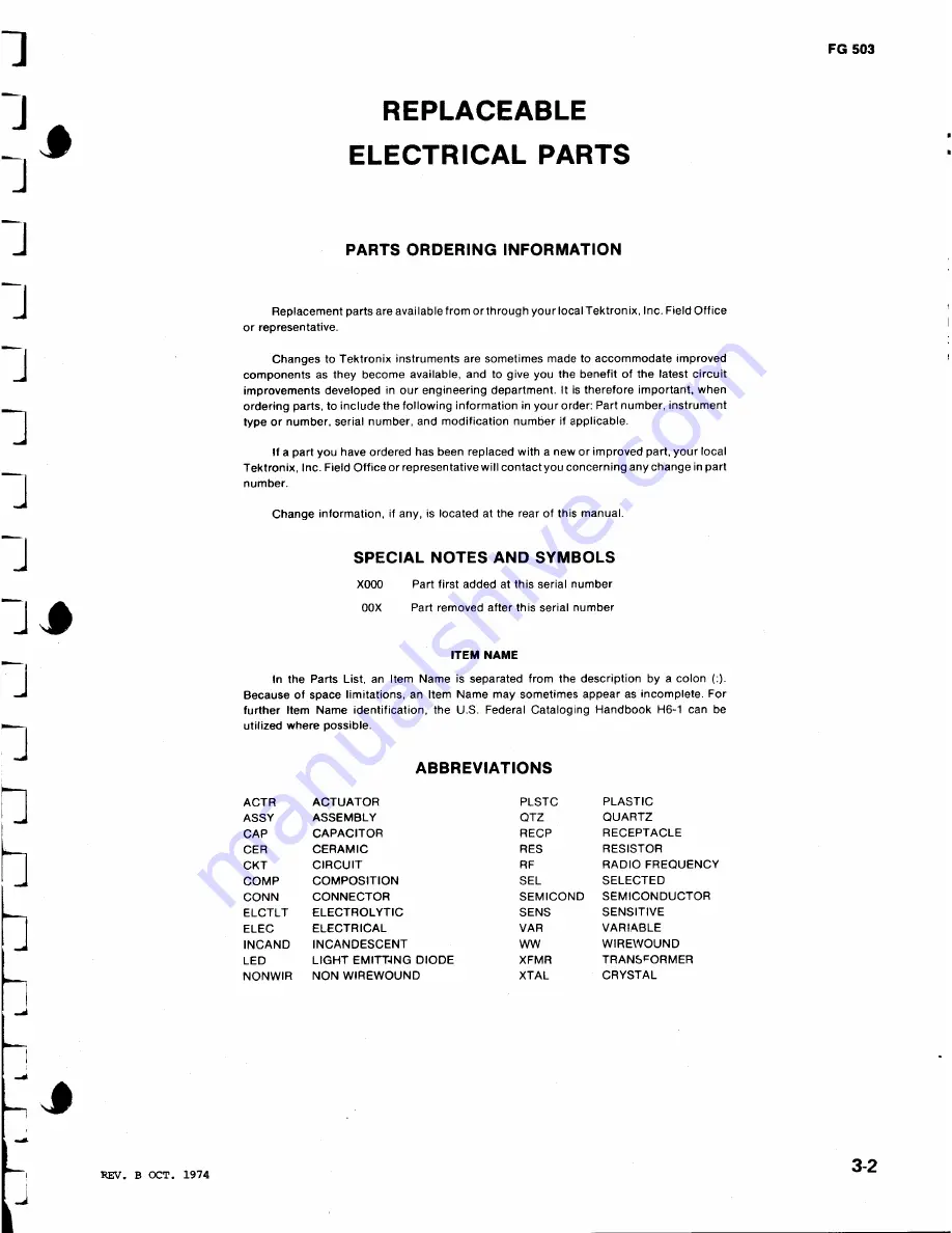 Tektronix FG503 Instruction Manual Download Page 17