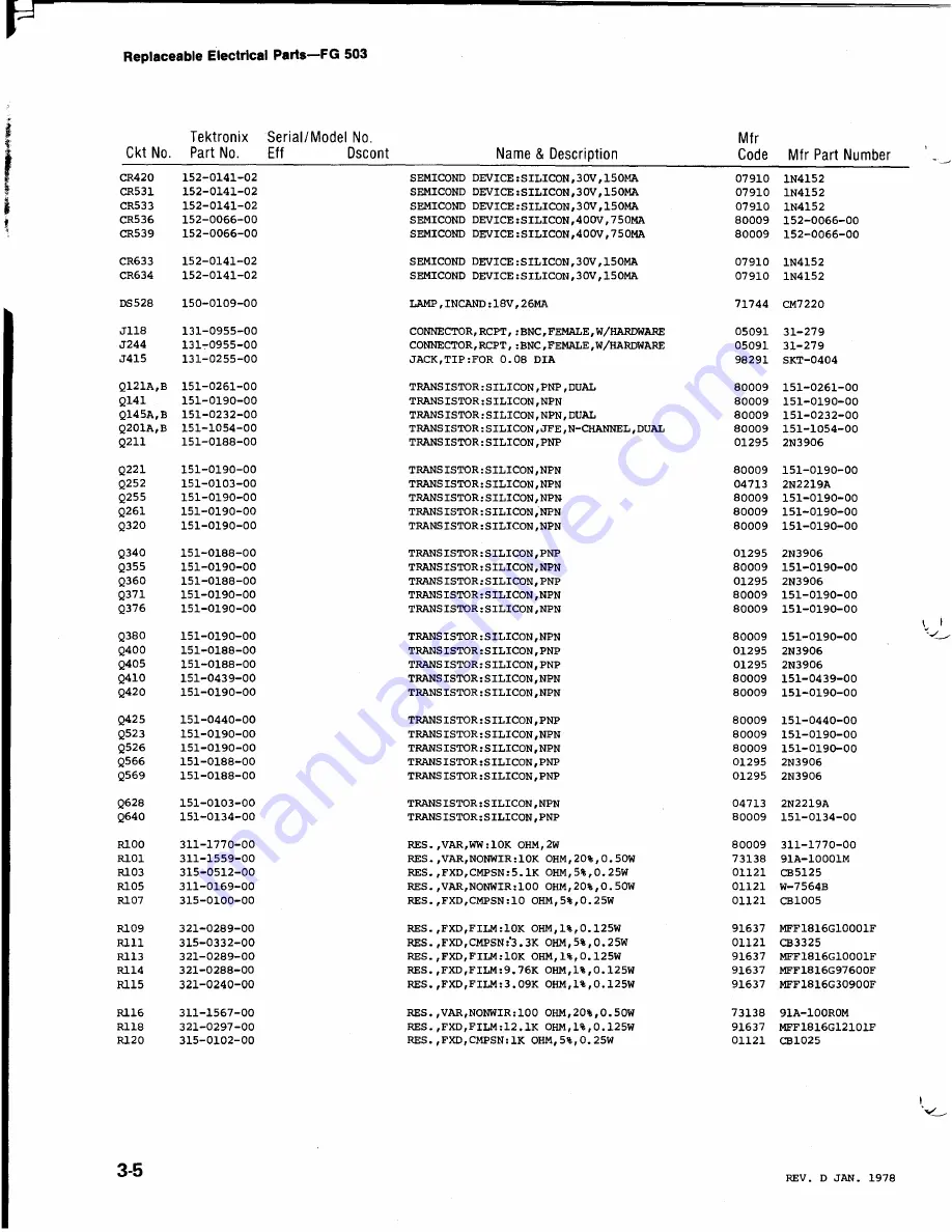 Tektronix FG503 Instruction Manual Download Page 20