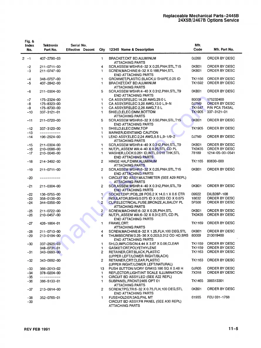 Tektronix Option 01 Service Manual Download Page 376