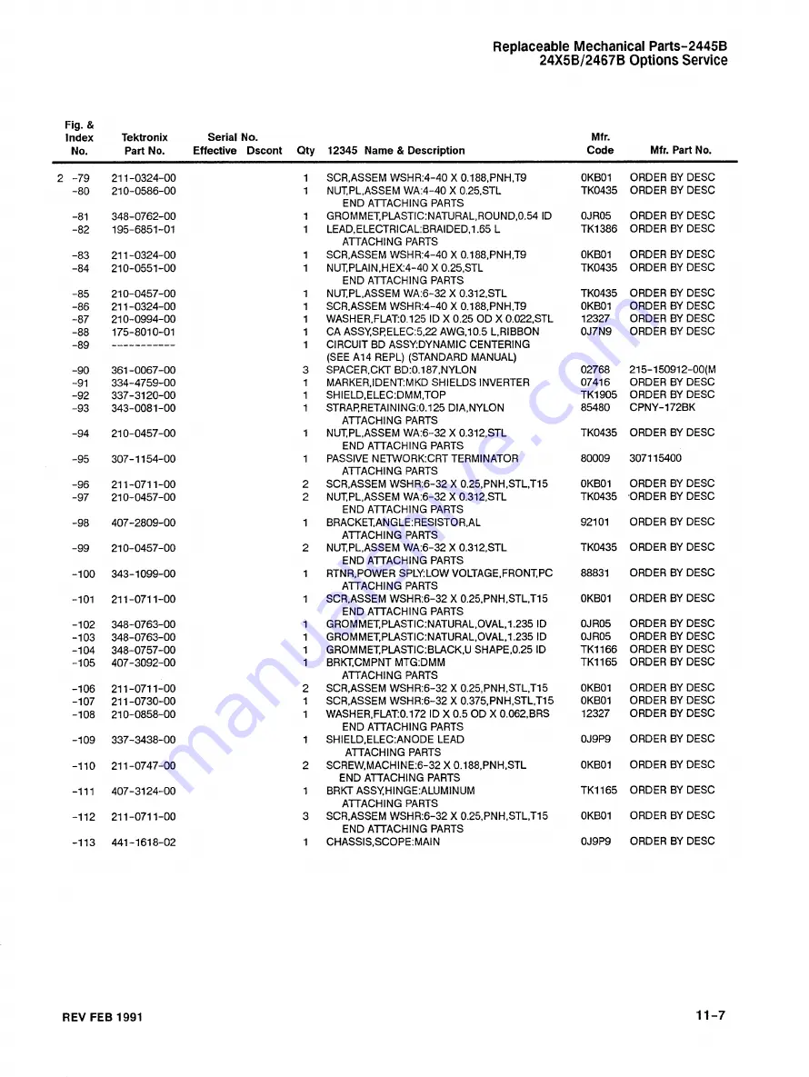 Tektronix Option 01 Service Manual Download Page 378