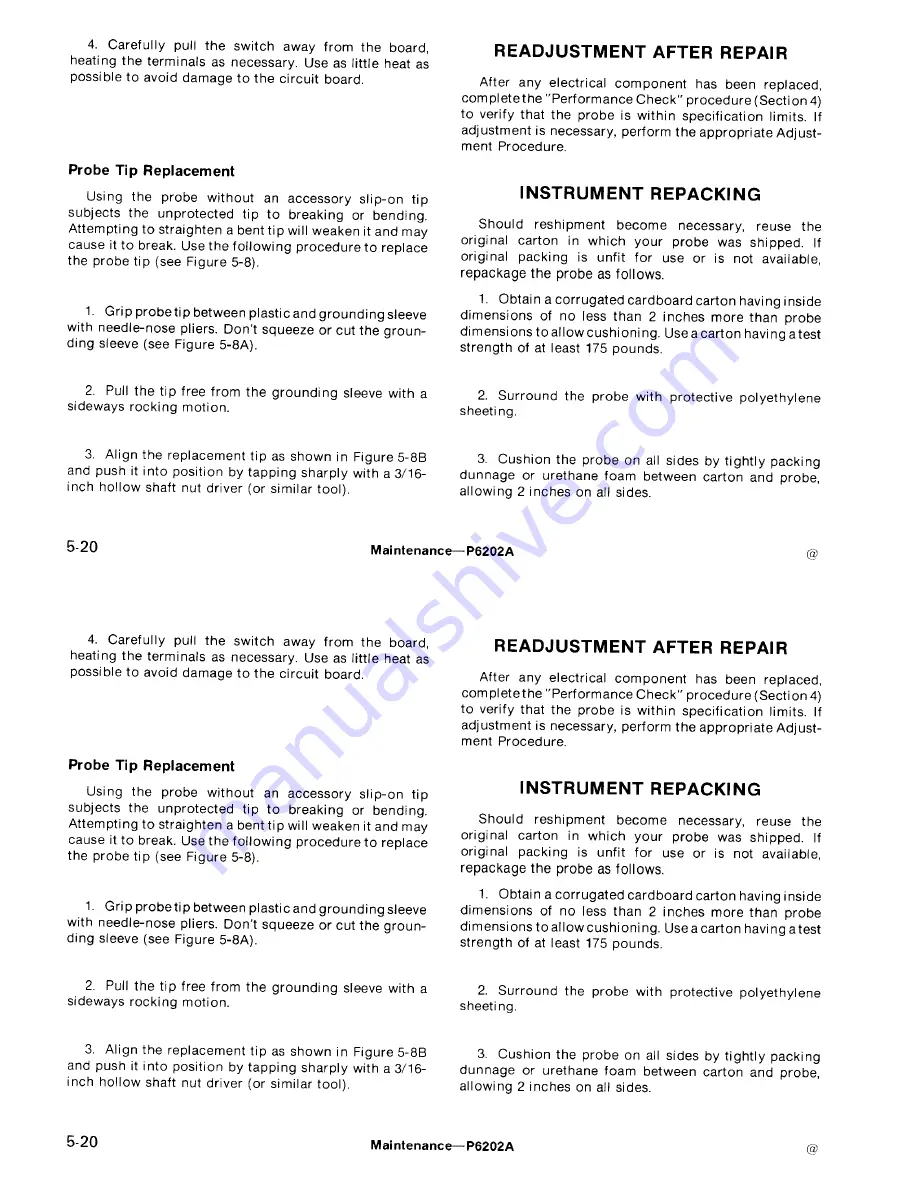 Tektronix P6202A Instruction Manual Download Page 78