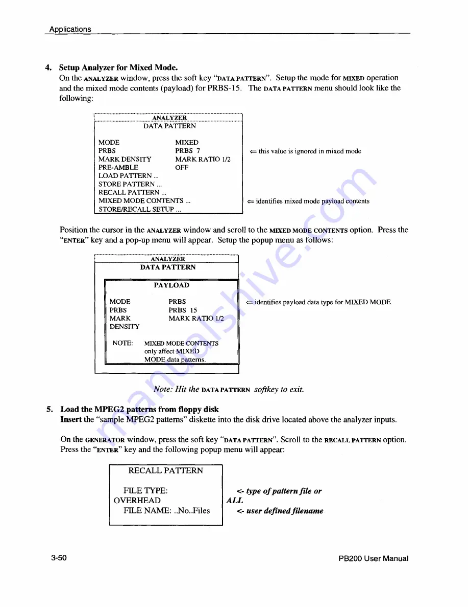 Tektronix packetBERT 200 User Manual Download Page 122