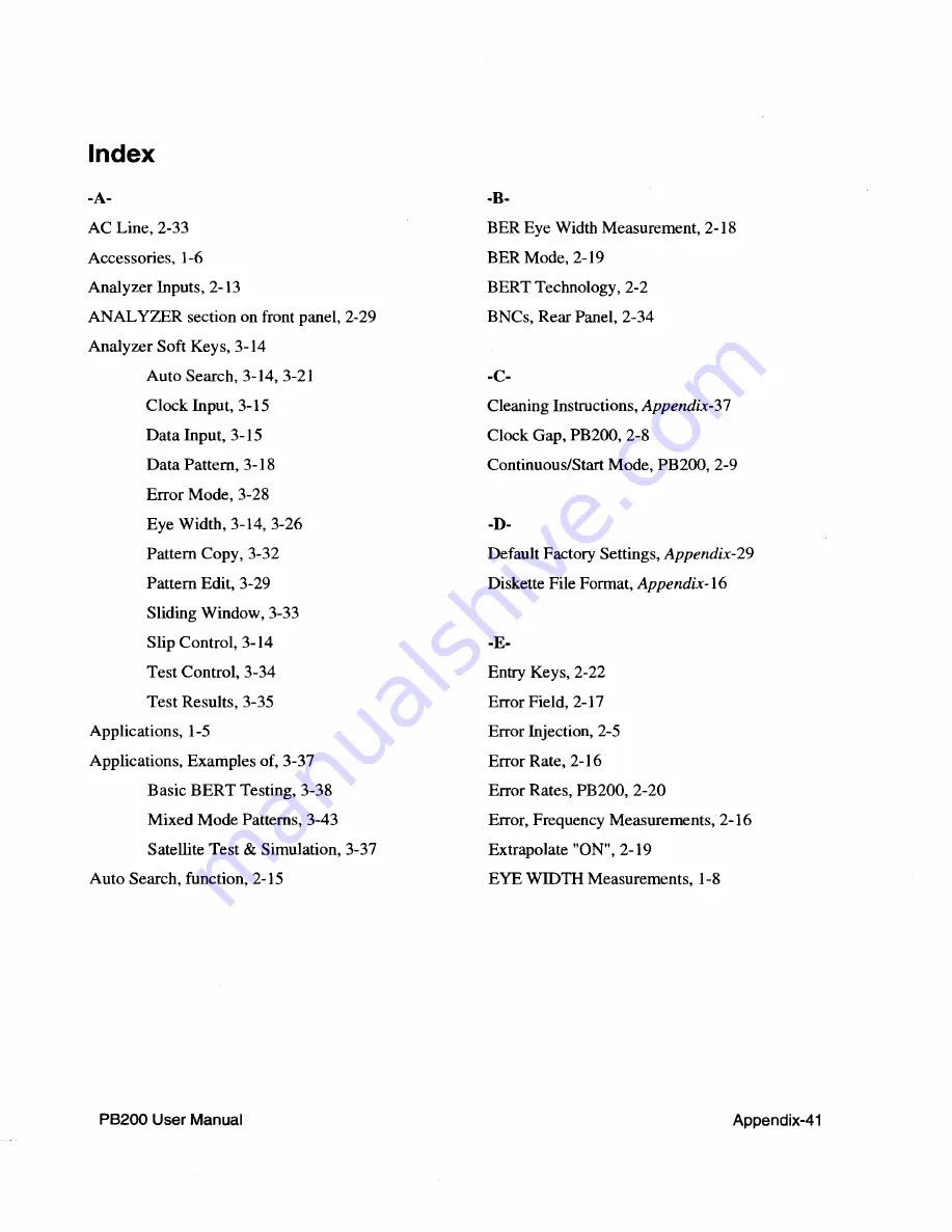 Tektronix packetBERT 200 User Manual Download Page 168