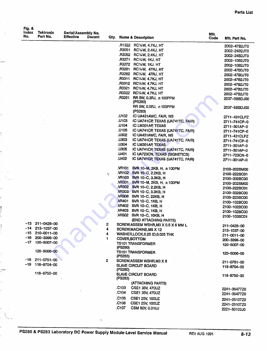 Tektronix PS280 Скачать руководство пользователя страница 81