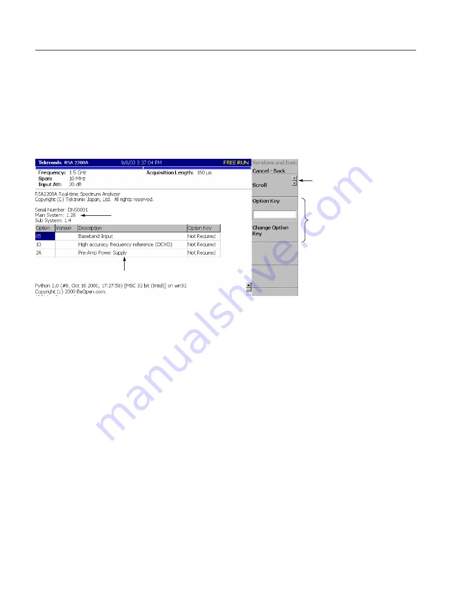 Tektronix RSA2200A User Manual Download Page 78