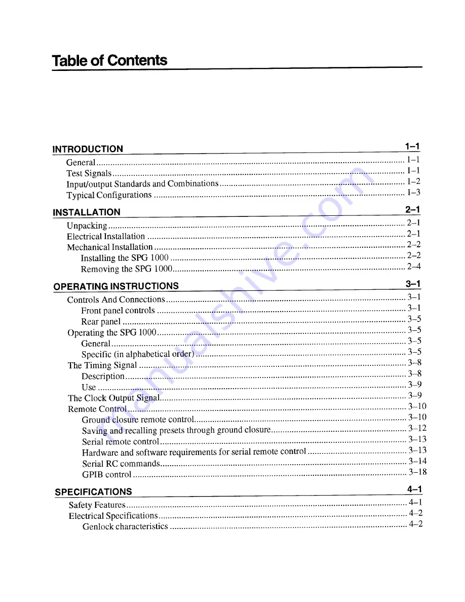 Tektronix SPG 1000 Скачать руководство пользователя страница 5