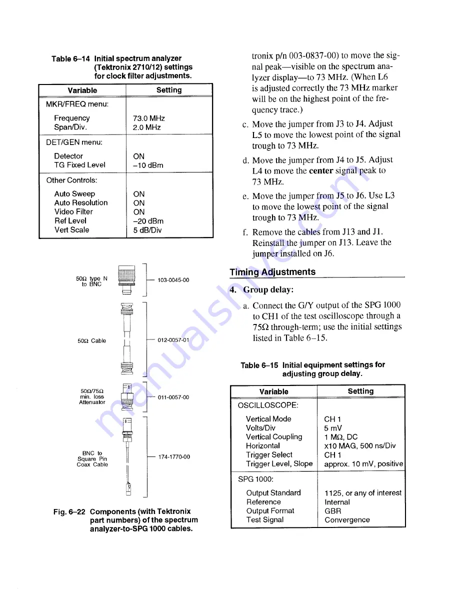 Tektronix SPG 1000 Instruction Manual Download Page 82