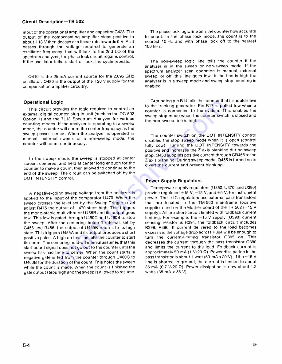 Tektronix TR 502 Instruction Manual Download Page 22