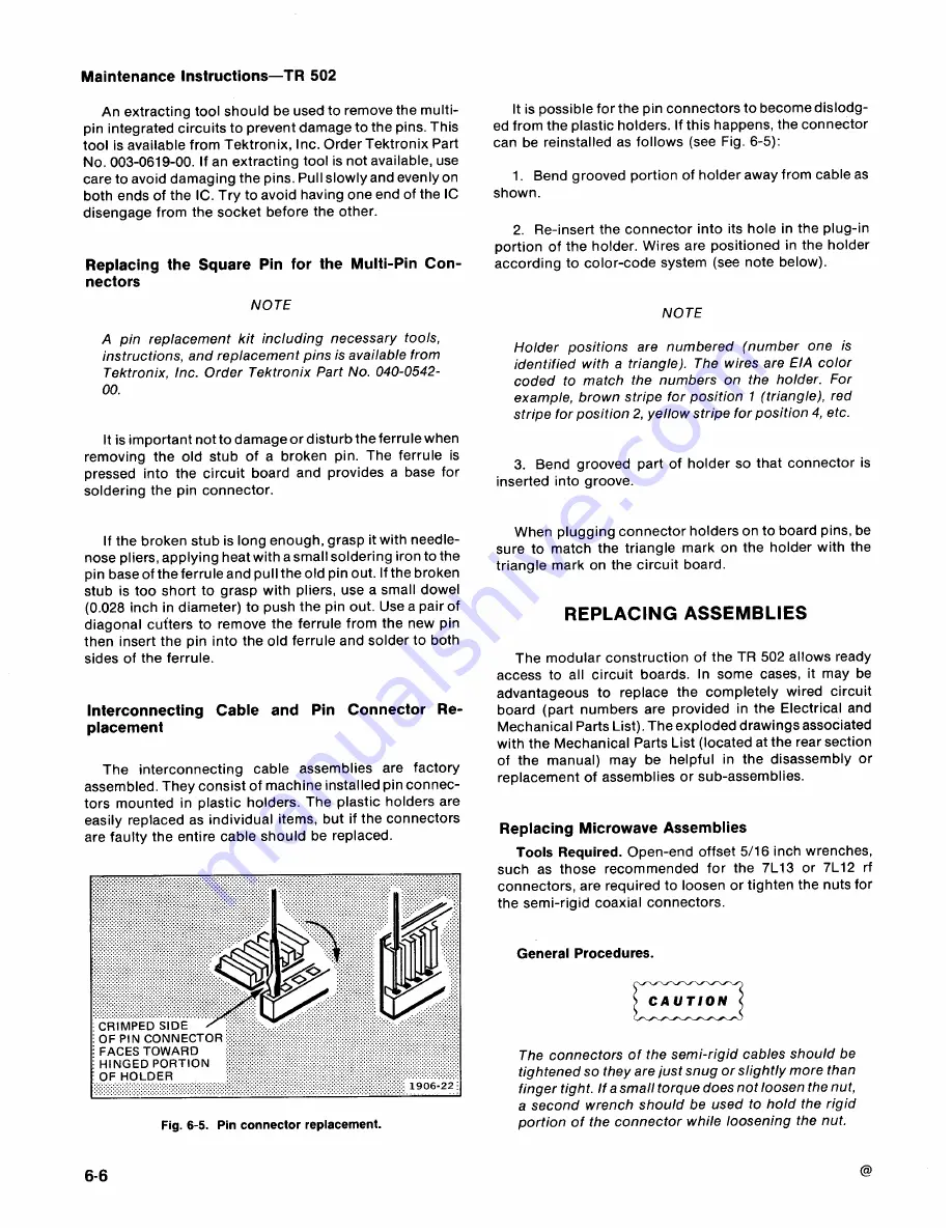 Tektronix TR 502 Instruction Manual Download Page 28