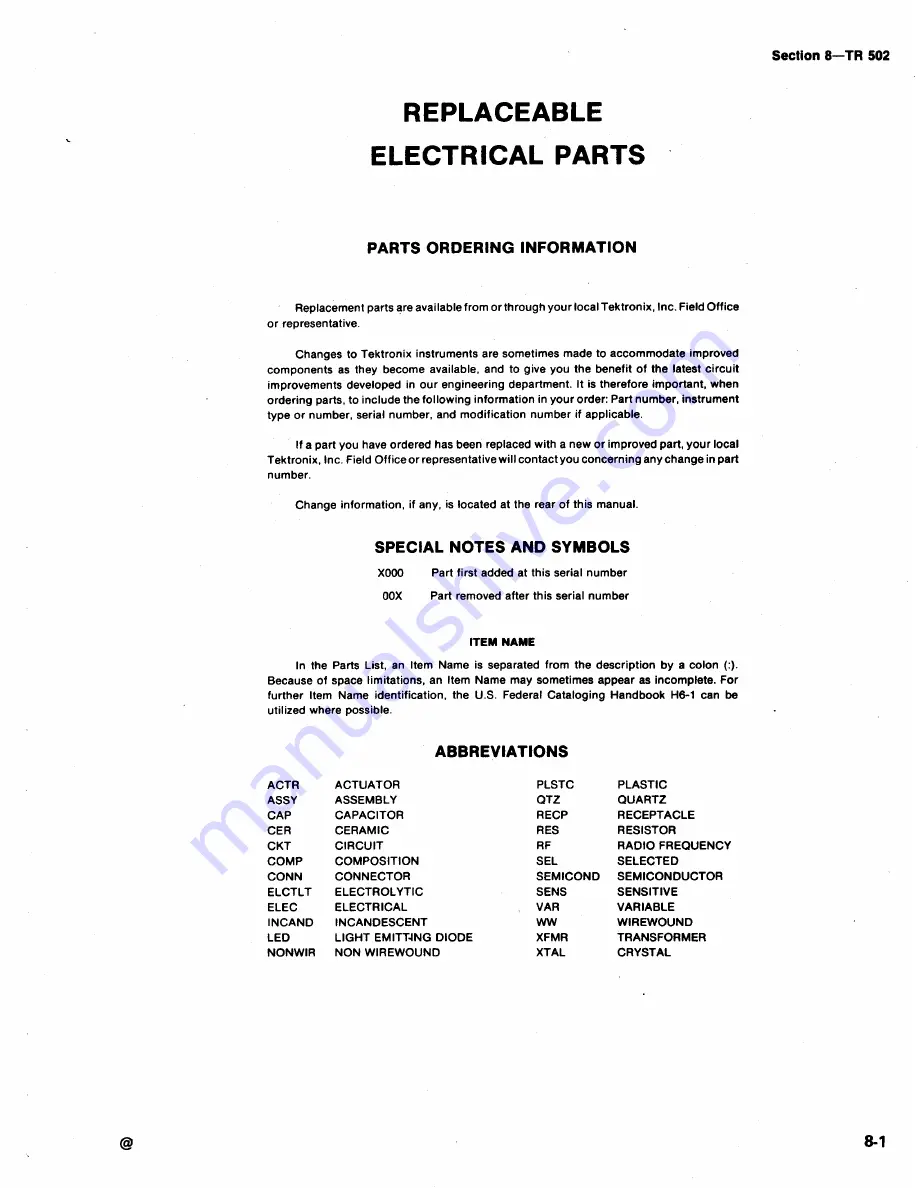 Tektronix TR 502 Скачать руководство пользователя страница 33