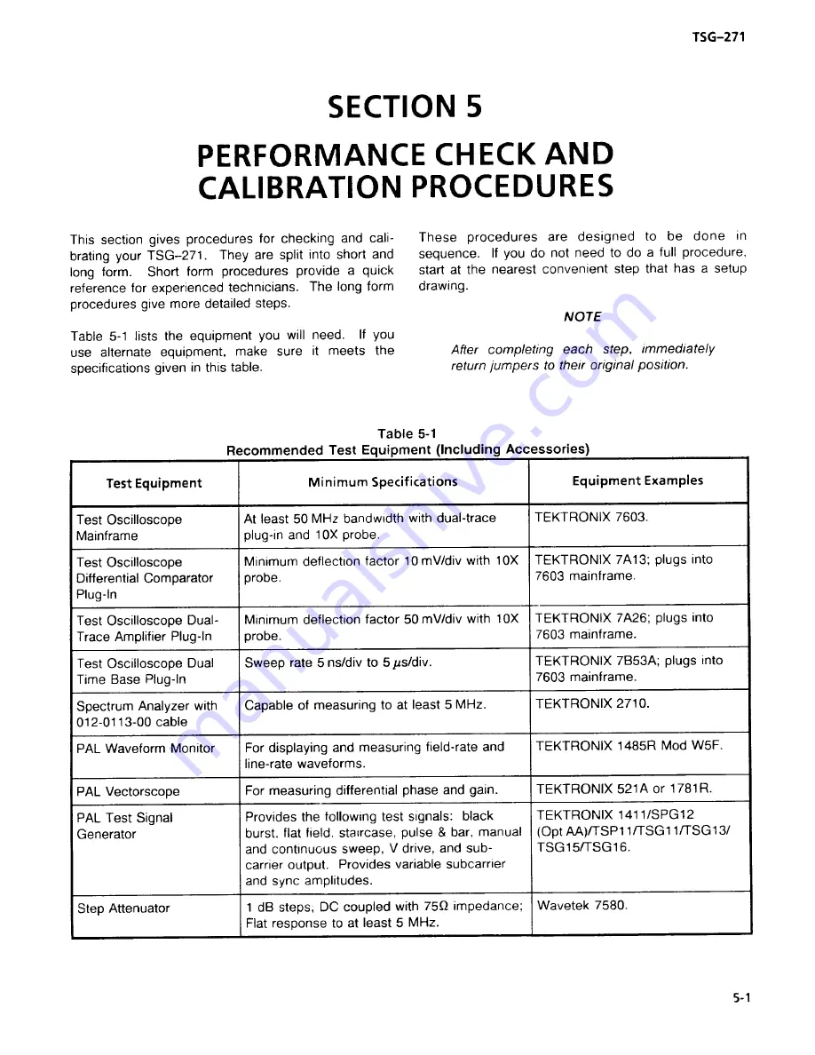 Tektronix TSG-271 Instruction Manual Download Page 61