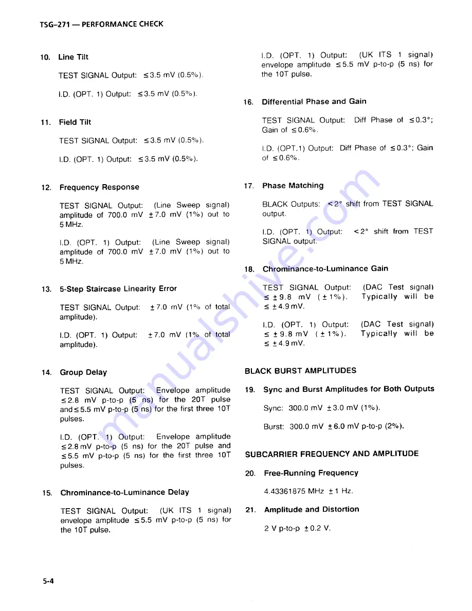 Tektronix TSG-271 Скачать руководство пользователя страница 64