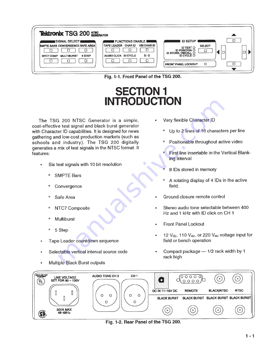 Tektronix TSG200 Скачать руководство пользователя страница 14