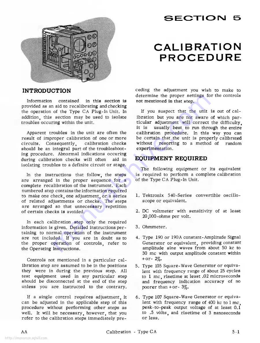 Tektronix TYPE CA Instruction Manual Download Page 17