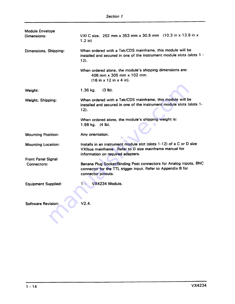 Tektronix VX4234 User Manual Download Page 25